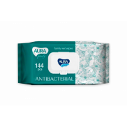 AURA FAMILY Влажные салфетки с антибактериальным эффектом big-pack с крышкой 144шт