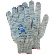 Перчатки х/б с ПВХ 4нит. 10класс, вес пары 50гр, серые Батареечка 5пар/уп, цена за пару E1M