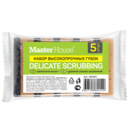Губки для посуды поролон крупнопористый/абразив,88*54*30мм,МОЙ Надолго,5шт,60454/Master House
