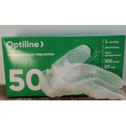 Перчатки виниловые Optiline M бело прозрачные 100шт