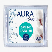 AURA Ватные палочки пакет Classic 200шт. КК/48