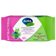 AURA TROPIC COCKTAIL Влажные салфетки с антибактериальным эффектом big-pack 60шт*24