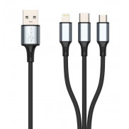 Кабель USB VIXION PRO (VX-11) Lightning/micro/type-c, 1.2м, серый