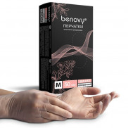 BENOVY 46 ( L) Перчатки Виниловые неопудренные (прозрачные) 50 пар  *10